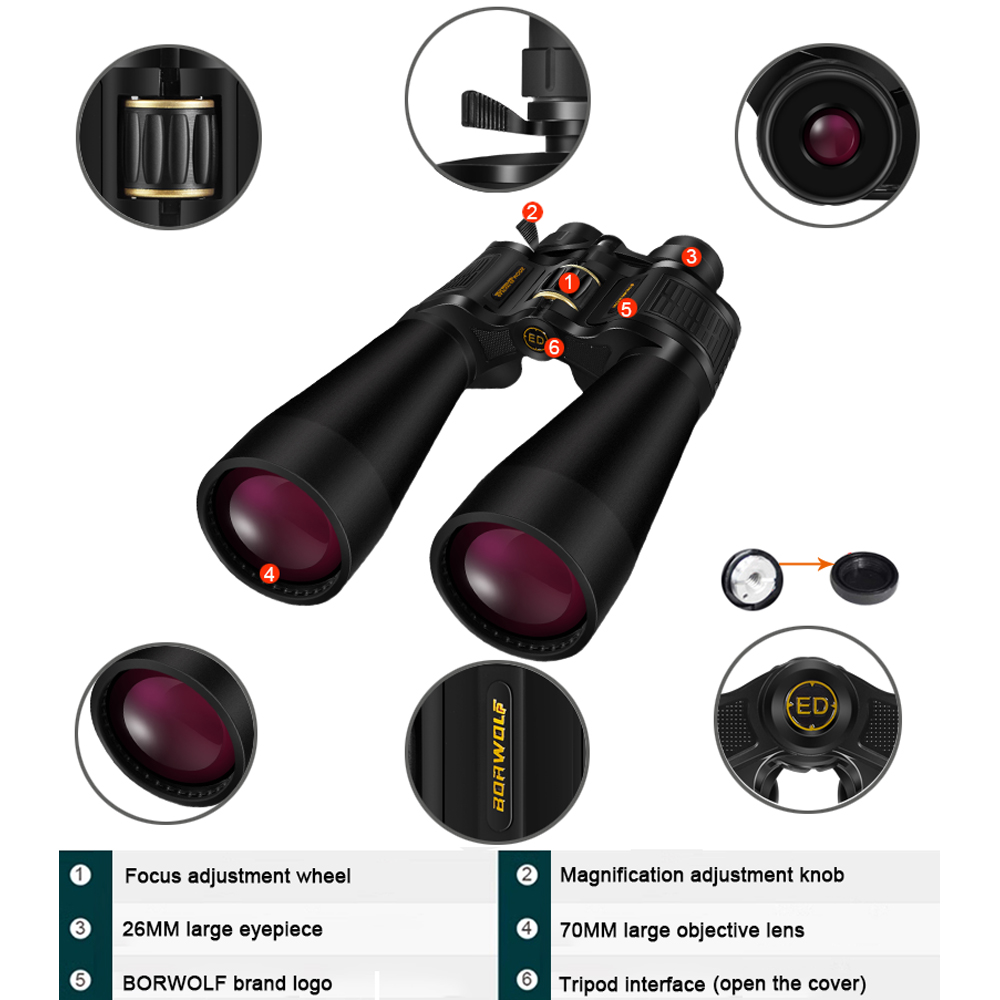 BORWOLF 25-75X70 ED alto aumen - National Geographic Telescope 70Mm reseña y precio